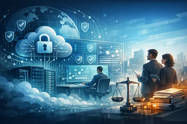 Digital sovereignty compliance dashboard interface with cloud risk profile monitoring