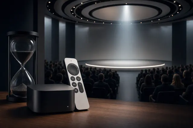 Apple TV 4K and Siri AI concept illustration