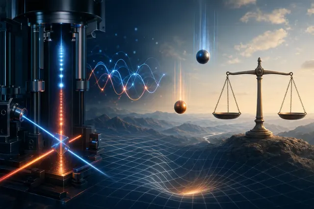 Illustration of atom interferometry testing gravity with quantum matter waves