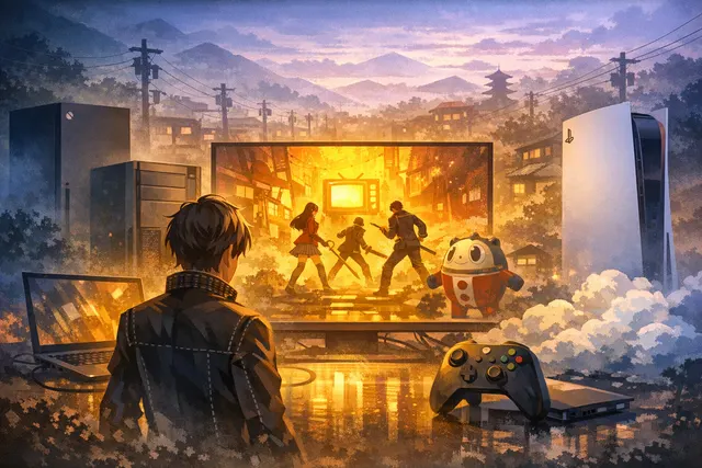 Persona 4 Revival key art featuring the Investigation Team in the updated art style