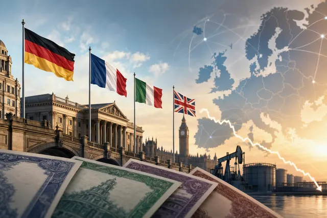 Illustration of European government bonds and oil-market volatility