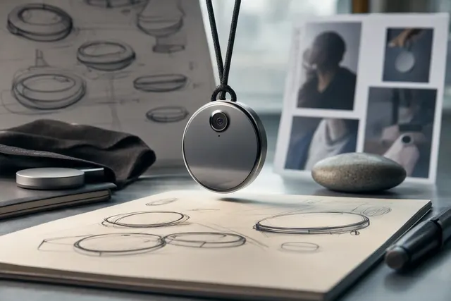 Concept illustration of Apple’s reported camera-equipped AI pendant wearable