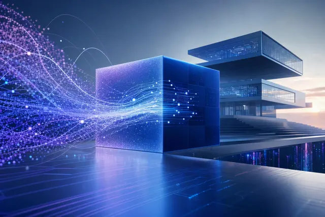 Illustration representing Meta’s acquisition of an AI analytics startup and the integration of data tools into a technology company.