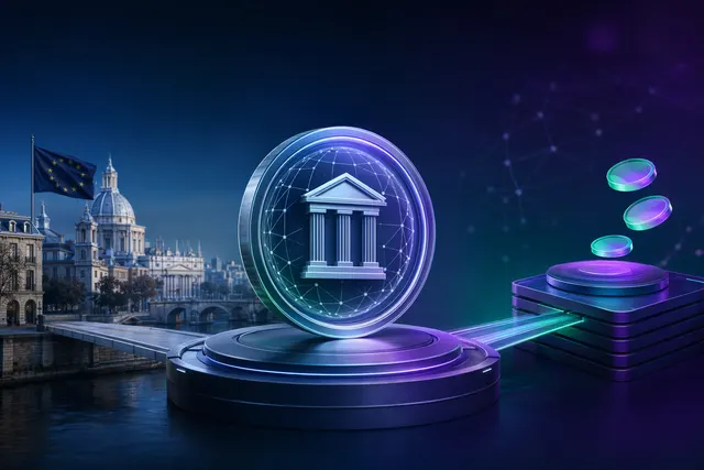 Conceptual illustration of a tokenized investment fund moving from traditional finance onto the Solana blockchain