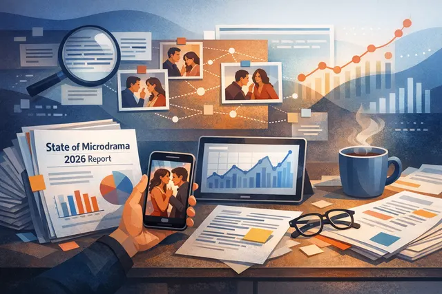 State of Microdrama 2026 report key findings with vertical video economy, demographic shift, and AI content data visualization