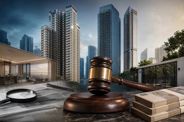 AI-generated illustration accompanying coverage of Singapore’s seized-property auctions