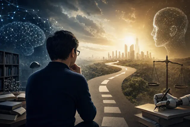 Illustration accompanying an article about Demis Hassabis’s changing AGI forecast