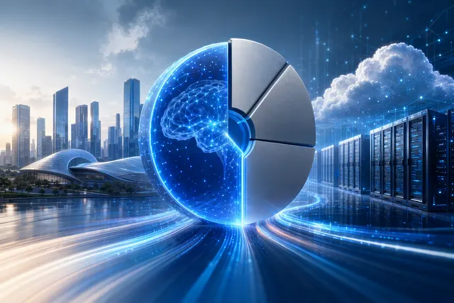 Illustration representing Baidu’s transition to AI-driven revenue including cloud infrastructure and autonomous driving