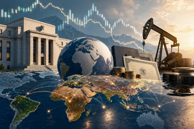 Illustration representing emerging-market assets, currency movements and oil prices