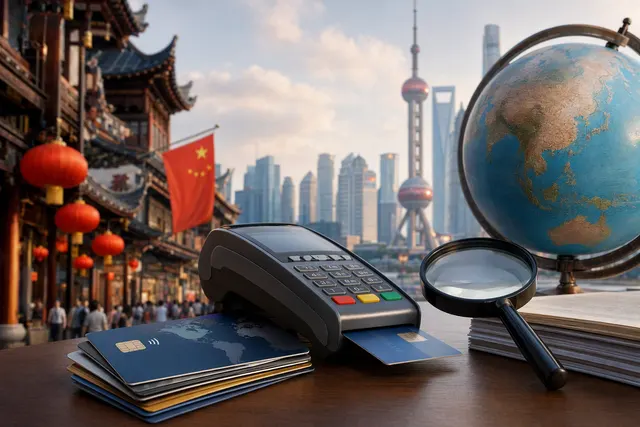 Illustrative editorial image for a guide to using international credit cards and mobile payments in China