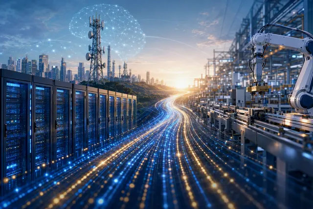 Illustration representing Nokia’s AI-network demand and the production capacity needed to meet it