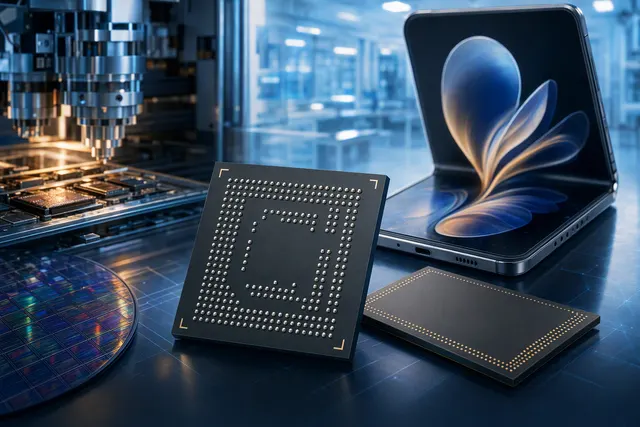 Illustration of advanced mobile memory chips representing CXMT’s LPDDR6 launch
