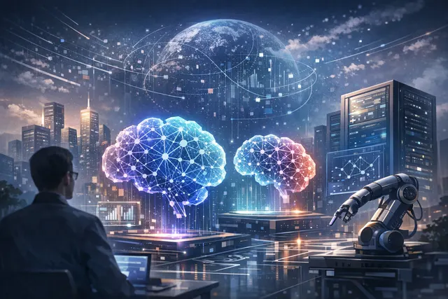 Conceptual image representing Microsoft's new proprietary AI coding model strategy and competition in the developer tools market.