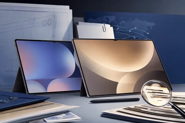 Editorial illustration of Samsung Galaxy Tab S12 Plus and Galaxy Tab S12 Ultra rumors