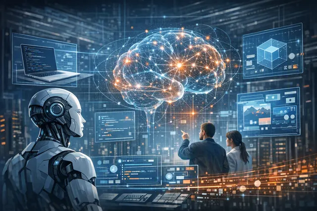 Abstract editorial illustration representing Zhipu AI's GLM-5.3-Flash multimodal model and its anonymous Ox Alpha launch