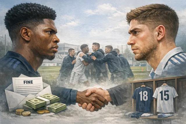 Aurélien Tchouaméni and Federico Valverde in a heated confrontation at Real Madrid's Valdebebas training ground