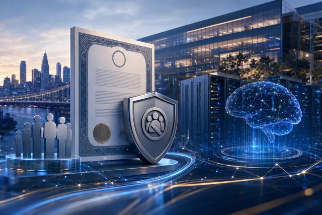 Conceptual editorial illustration for Meta’s planned nonvoting Class C shares and AI investment.