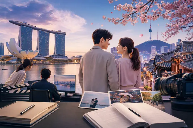 Conceptual illustration for Mediacorp’s Singapore–South Korea drama collaborations