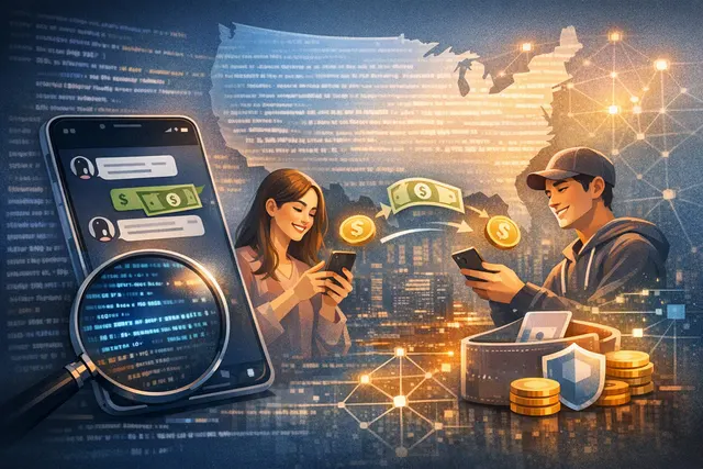 Concept illustration of sending money through TikTok direct messages
