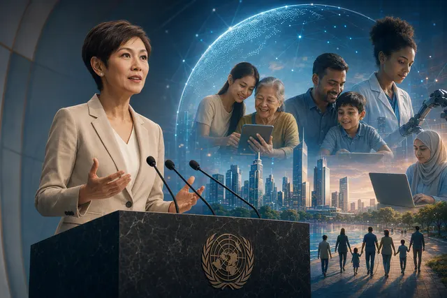AI-generated editorial illustration for Singapore’s people-centred approach to AI