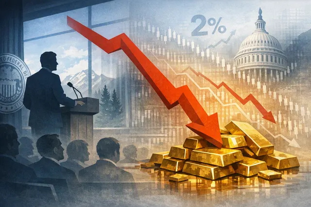 What caused gold prices to fall after Federal Reserve Chair Kevin Warsh’s first Jackson Hole keynote, how did his warning about persistent i