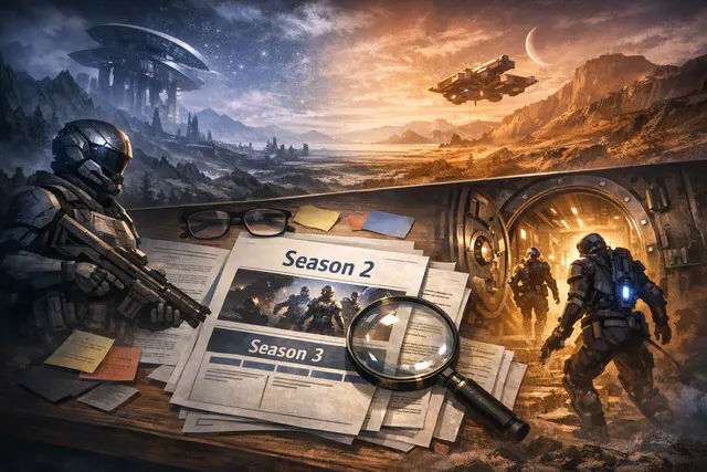 Concept art or promotional image for Marathon Season 2 Nightfall, showing a dark, moody swamp environment with a Runner silhouette.