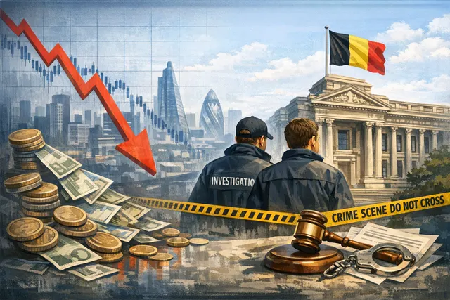 Editorial image representing the Wise financial investigation with European legal and financial themes
