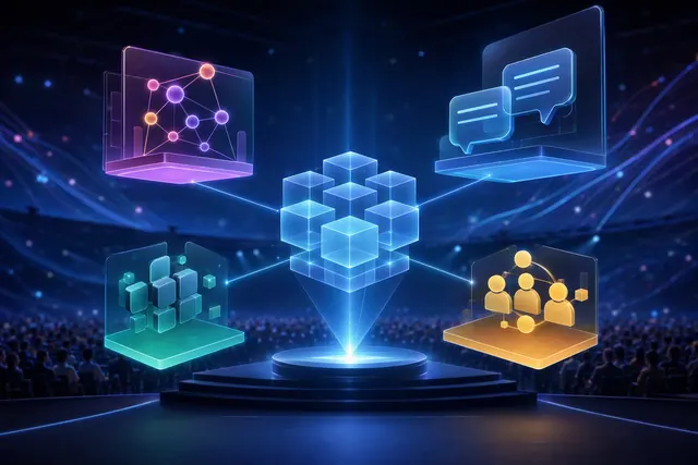 AI-generated editorial illustration representing shared infrastructure for AI agents
