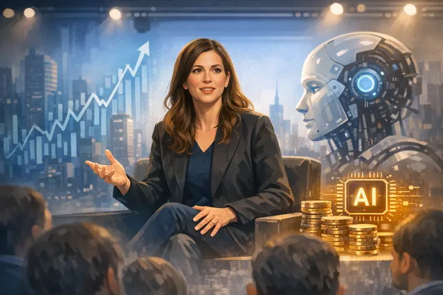 Daniela Amodei speaking at Bloomberg Tech conference about Anthropic IPO, $47B revenue, and AI compute strategy