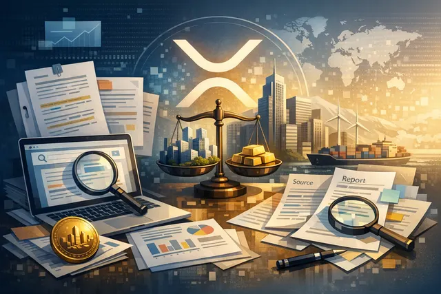 Digital illustration of XRP Ledger blockchain network with glowing energy tokens and AI payment nodes