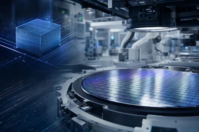 Illustration of advanced semiconductor wafer manufacturing for Tesla AI chips at Samsung’s Taylor, Texas foundry
