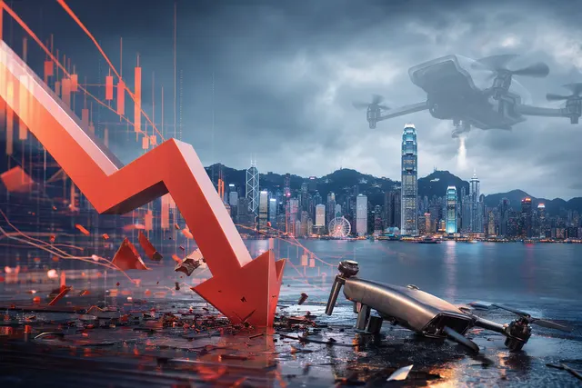 Editorial illustration accompanying a report on Xiaomi shares and SkyNomad orders