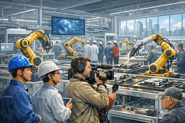 Industrial robots working on an automated factory production line in China