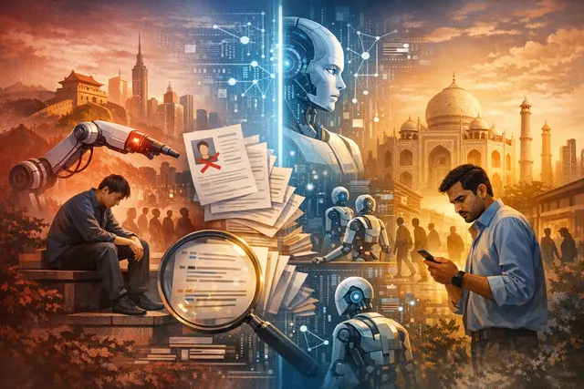 Search & fact check with cited sources for How are AI driven job cuts and "silent layoffs" reshaping the technology workforces of both China
