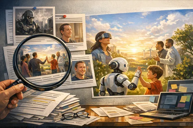 AI-generated image representing Meta's 2026 AI optimism campaign, showing a stylized eye and futuristic themes.