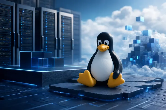 Conceptual illustration of Microsoft Azure Linux cloud infrastructure powering virtual machines
