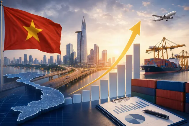Illustrative graphic for Vietnam’s fourth-quarter GDP growth challenge and 2026 economic target