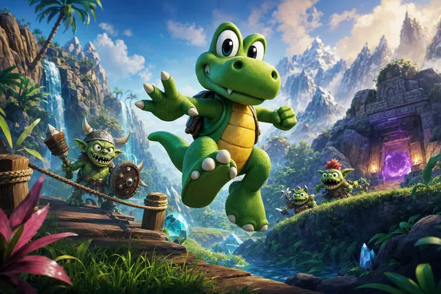 Illustrative hero artwork for the Croc 2: Kingdom of the Gobbos remaster