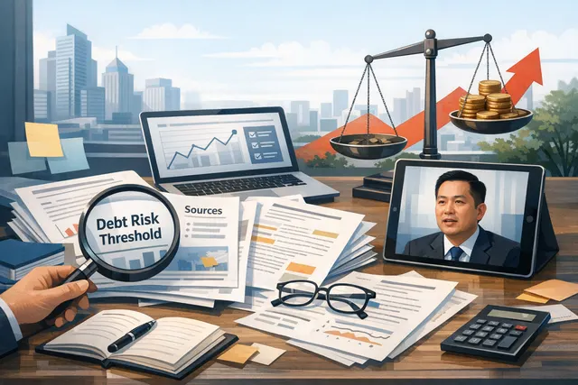Bitcoin price chart and Strategy Inc. corporate headquarters abstract visual representing the company's debt risk threshold and Bitcoin treasury strategy