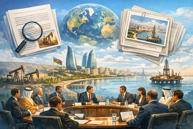 OPEC flag and meeting room representing the first OPEC+ Charter of Cooperation Technical Committee meeting in Baku