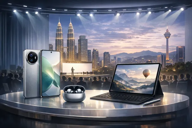 Huawei MatePad Air (2026) tablet on display with a sleek design and vibrant OLED screen