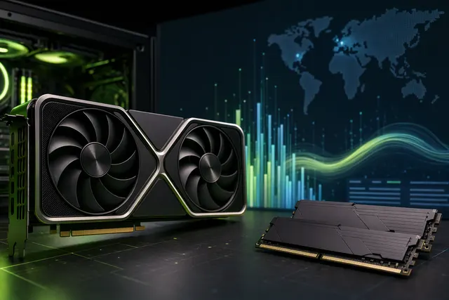 Editorial illustration for a report on Steam’s PC hardware survey, including graphics cards, system memory and display resolution