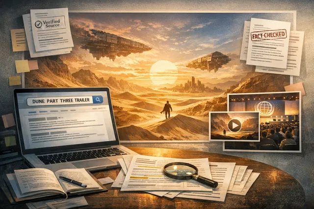 A dramatic, cinematic scene inspired by the world of Dune, featuring a lone figure in the desert under a massive planet and storm clouds.