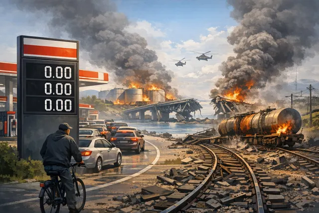 Drone strike damage and burning fuel infrastructure on the Chonhar Bridge connecting occupied Crimea to mainland Ukraine