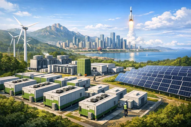 Modular, containerized prefabricated green energy data center hub in Qingdao, China, powering AI and smart factory infrastructure.
