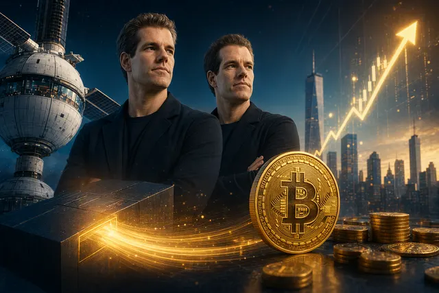 Illustration representing Gemini Space Station stock surge after earnings and Winklevoss investment