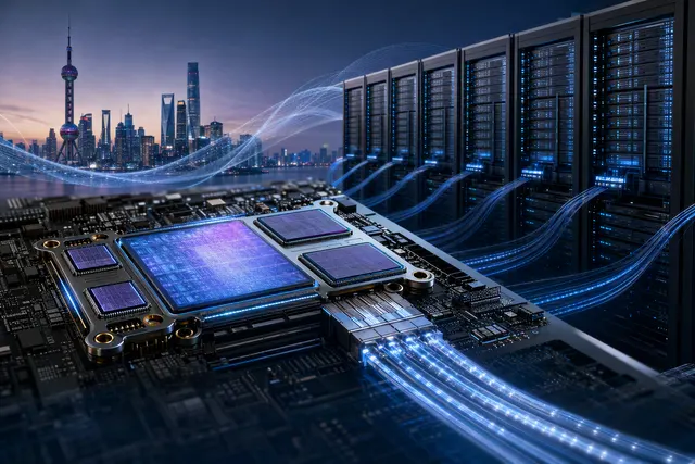 AI-generated illustration accompanying coverage of Huawei’s Atlas 960E SuperPoD