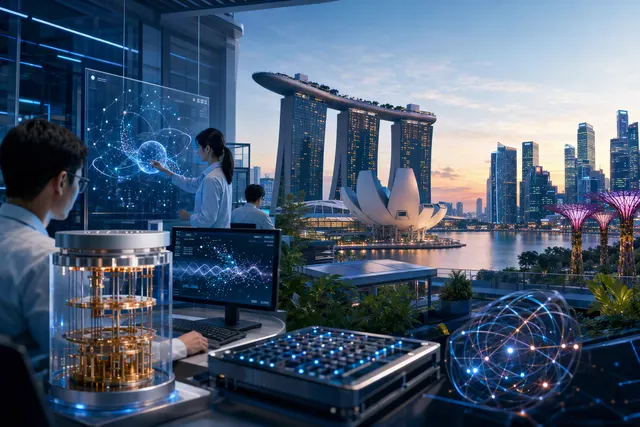 Illustration representing quantum chip research and development in Singapore