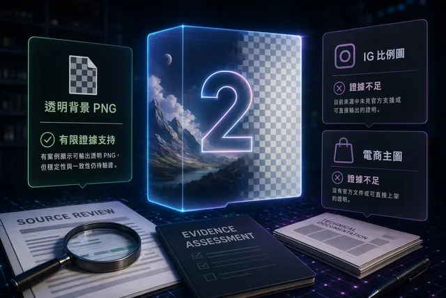 AI 產圖工作流示意圖，呈現透明 PNG、社群比例與電商主圖三種素材需求