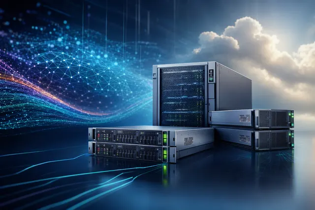 Conceptual illustration representing enterprise servers and AI computing infrastructure